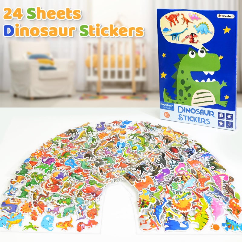 BEESTECH 24 Sheets Dinosaur Stickers 450+ for Kids Boys Girls Toddlers, Teacher Reward Stickers, Potty Chart Training, Dinosaur Party Favor Supplies, Goody Bag Stuffersï¼ŒPinata Filler - Image 2